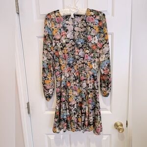 ZARA Floral silky mini skater dress